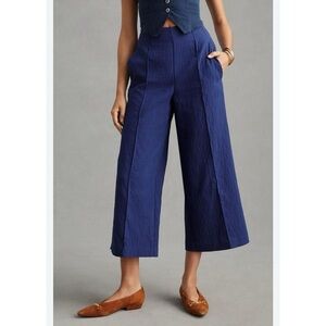 Anthropologie Maeve Women’s Preppy Pintuck Cropped Wide Leg pants size 6